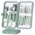 HANTEKAS Manicure Set 10 in 1 Stainless Steel, Nail Clippers Scissors Pedicure Tools Kit – Portable Travel Grooming Kit for Men and Women with Leather Case (Jade Green)
