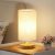 9″ Small Table Lamp for Bedroom – Inline Control with 3000K Blub | Cream Shade and Wood Base | 680 Lumens | Easy Assembly | Minimalist Design | E26 | for Kitchen | for Kids Room