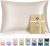 Bedsure Satin Pillowcase with Zipper, Similar to Silk Pillow Cases 2 Pack, Beige Standard Size Satin Pillow Case, Silky & Soft Pillow Covers, Valentines Day Gifts for Women Men, 20×26 Inches