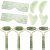 Sliner 10 Pcs Gua Sha Facial Tools Set Jade Eye Mask Scalp Hair Comb Spiked Roller Jade Stone Eye Mask Gua Sha Board White Facial Cooling Set for Spa Relax Alleviate Puffiness Esthetician Supplies