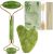 Real Perfection Gua Sha Facial Tools Face Roller for Wrinkles Jade Roller and Gua Sha Set, Scrubber Pore Brush Headband Skin Care Tools for Travel Skincare Routine Massaging Reducing Puffiness – Green