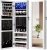 6 LEDs Jewelry Armoire, Hanging Mirror Jewelry Cabinet, White | Over the Door Jewelry Organizer, Lockable Mirror with Jewelry Storage, Auto-on Light, Gift Idea, Easy Assembly
