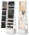 360° Swivel Jewelry Cabinet, Full Length Mirror, Lockable | Rotatable Jewelry Armoire Organizer, Standing Mirror with Storage, 3 Rear Shelves + Bottom Drawer, Gift Idea, Pure White
