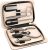 Manicure Pedicure Set 7-in-1 Stainless Steel, Ultra Sharp, Slanted Nail Clipper, Fingernail Clipper, Cuticle Nipper, Glass Nail File, Eyebrow Tweezers, Scissors, Case – Gift Idea – Gray