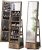 360° Swivel Jewelry Cabinet with Lights, Full Length Mirror | Standing Led Mirror Jewelry Cabinet, Lockable Mirror with Storage, Interior Mirror, Shelves, Flip-over Shelf, Rustic Brown